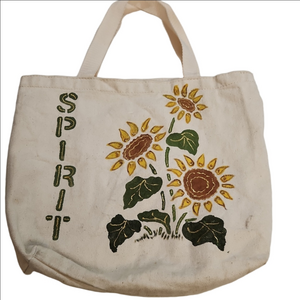Spirit Sunflower Canvas Tote - Cream and Green